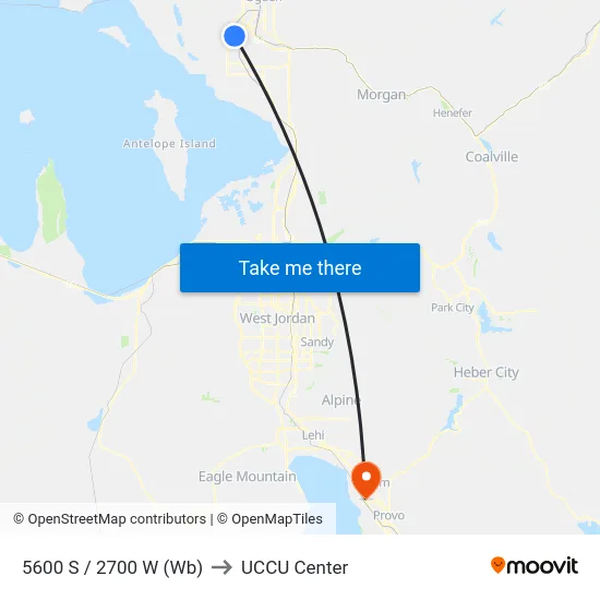 5600 S / 2700 W (Wb) to UCCU Center map