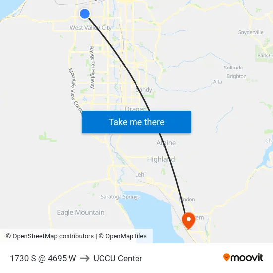 1730 S @ 4695 W to UCCU Center map