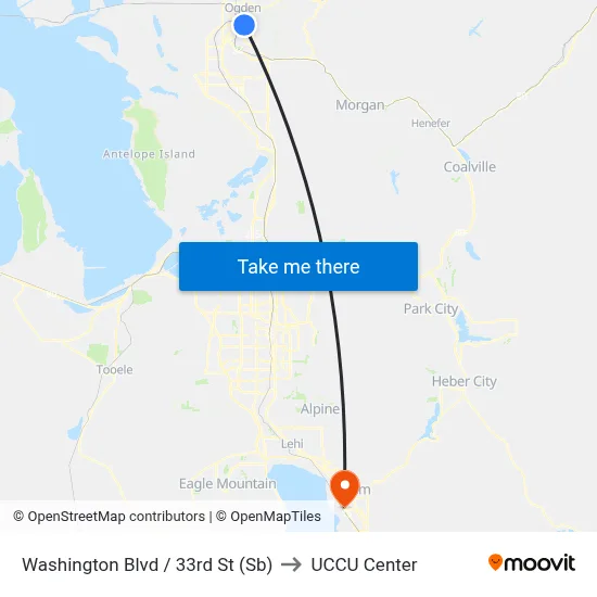 Washington Blvd / 33rd St (Sb) to UCCU Center map