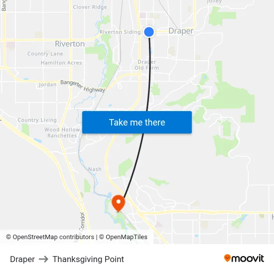 Draper to Thanksgiving Point map