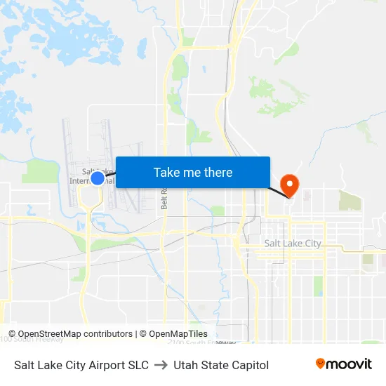 Salt Lake City Airport SLC to Utah State Capitol map