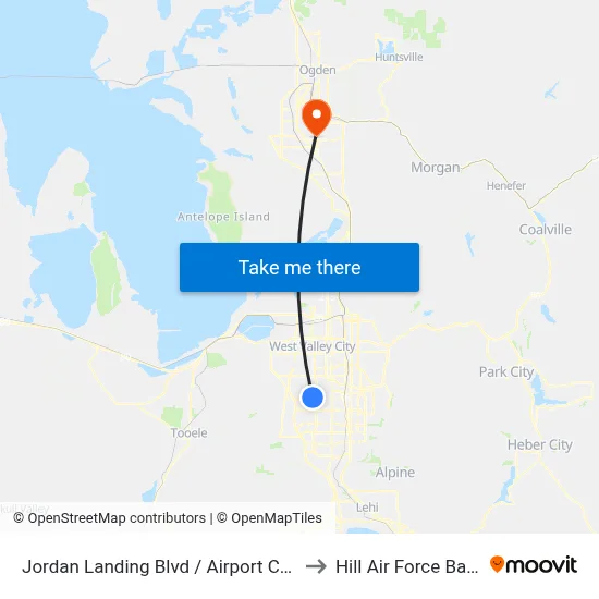 Jordan Landing Blvd /  Airport Cent to Hill Air Force Base map