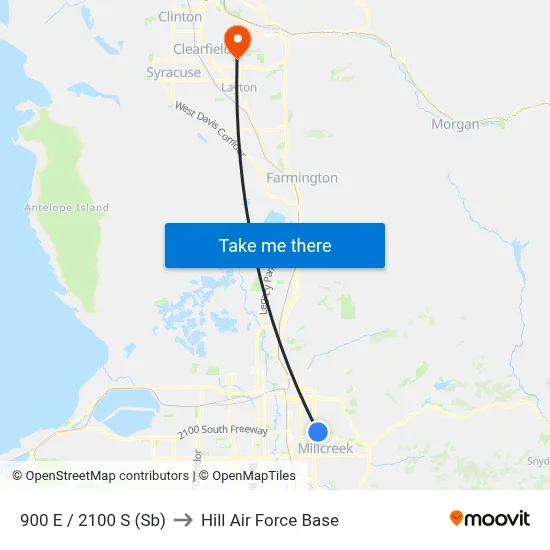 900 E / 2100 S (Sb) to Hill Air Force Base map