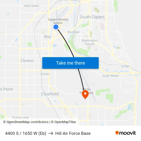4400 S / 1650 W (Eb) to Hill Air Force Base map