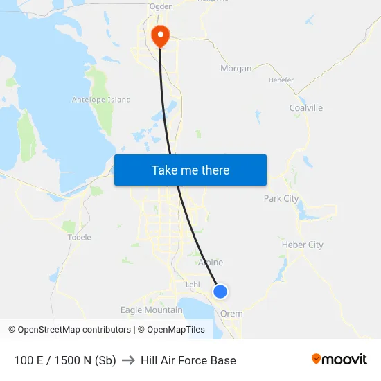 100 E / 1500 N (Sb) to Hill Air Force Base map