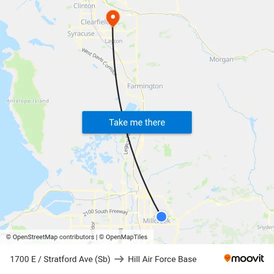 1700 E / Stratford Ave (Sb) to Hill Air Force Base map