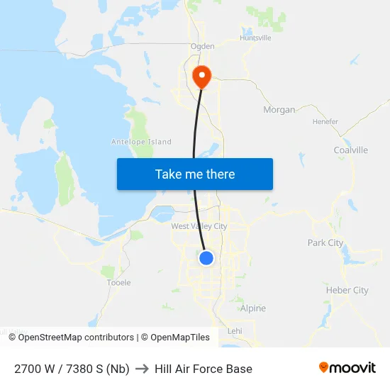 2700 W / 7380 S (Nb) to Hill Air Force Base map