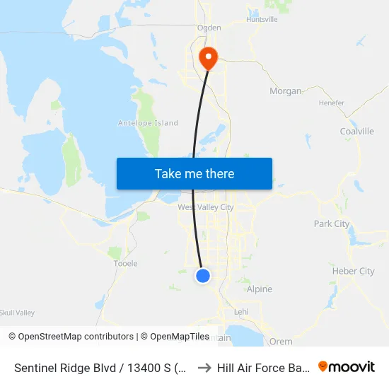 Sentinel Ridge Blvd / 13400 S (Eb) to Hill Air Force Base map