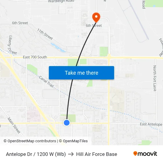 Antelope Dr / 1200 W (Wb) to Hill Air Force Base map