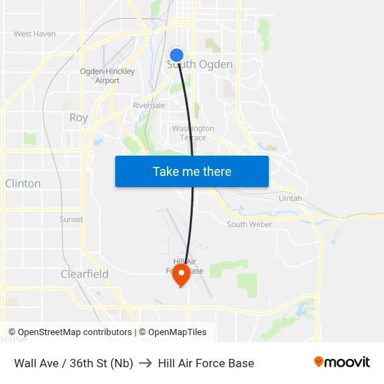 Wall Ave / 36th St (Nb) to Hill Air Force Base map