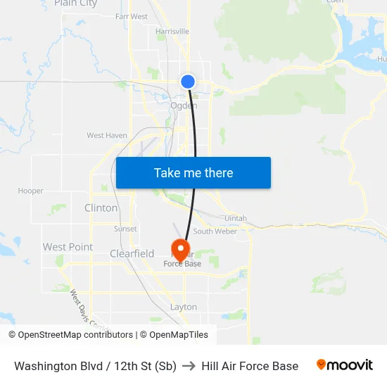 Washington Blvd / 12th St (Sb) to Hill Air Force Base map