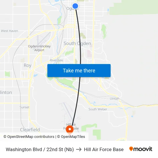 Washington Blvd / 22nd St (Nb) to Hill Air Force Base map