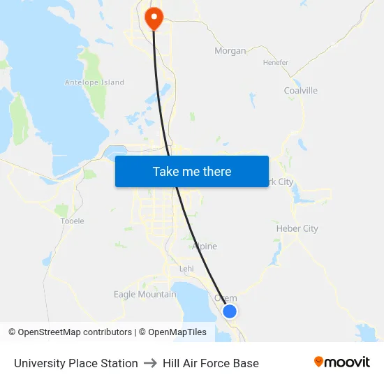University Place Station to Hill Air Force Base map