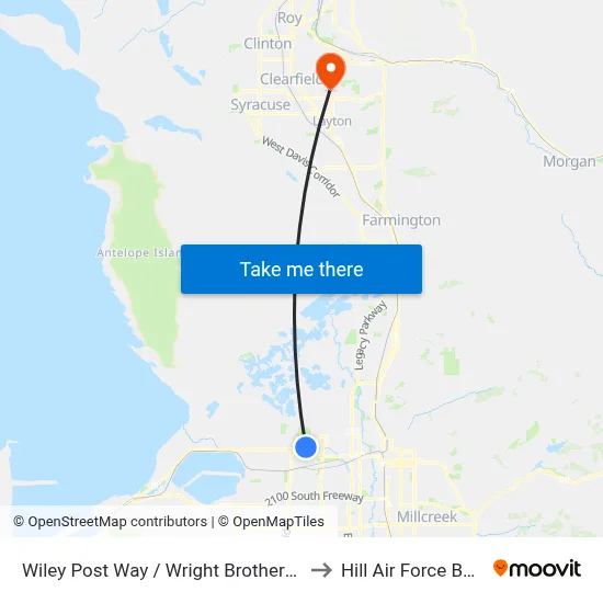 Wiley Post Way / Wright Brothers Dr to Hill Air Force Base map