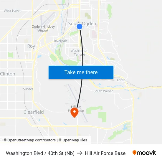 Washington Blvd / 40th St (Nb) to Hill Air Force Base map