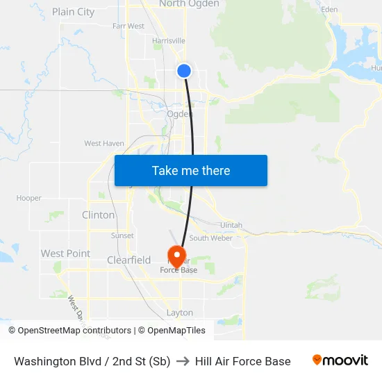 Washington Blvd / 2nd St (Sb) to Hill Air Force Base map