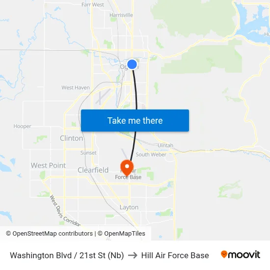 Washington Blvd / 21st St (Nb) to Hill Air Force Base map