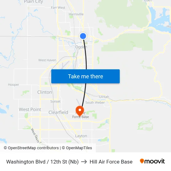 Washington Blvd / 12th St (Nb) to Hill Air Force Base map