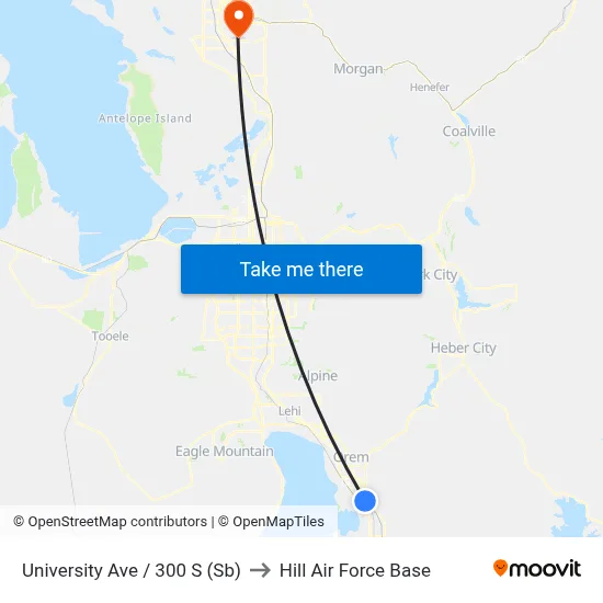 University Ave / 300 S (Sb) to Hill Air Force Base map