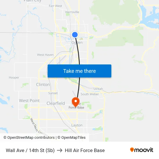 Wall Ave / 14th St (Sb) to Hill Air Force Base map