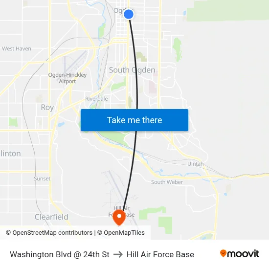 Washington Blvd @ 24th St to Hill Air Force Base map