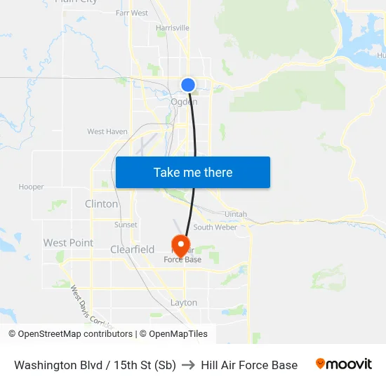 Washington Blvd / 15th St (Sb) to Hill Air Force Base map