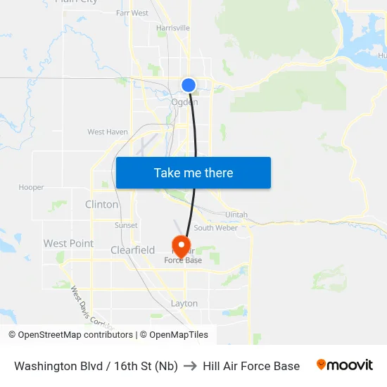 Washington Blvd / 16th St (Nb) to Hill Air Force Base map