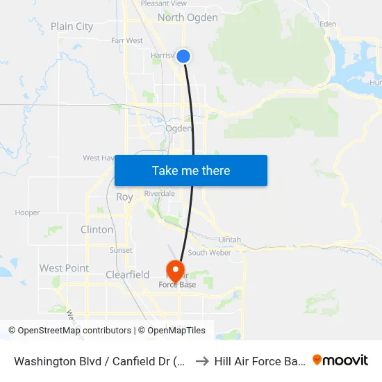 Washington Blvd / Canfield Dr (Nb) to Hill Air Force Base map