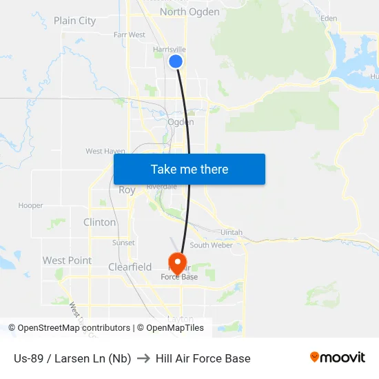 Us-89 / Larsen Ln (Nb) to Hill Air Force Base map