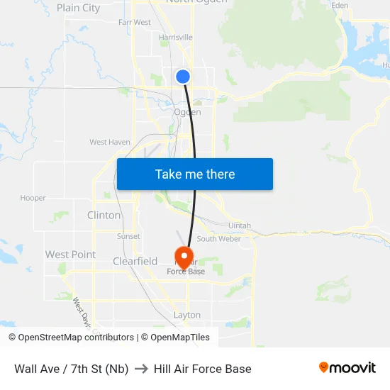 Wall Ave / 7th St (Nb) to Hill Air Force Base map