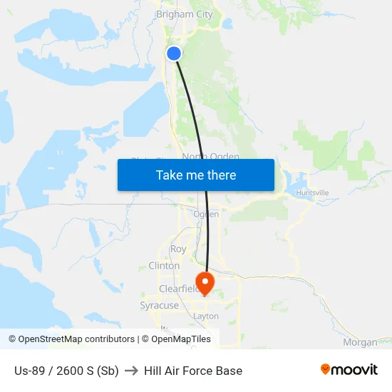 Us-89 / 2600 S (Sb) to Hill Air Force Base map