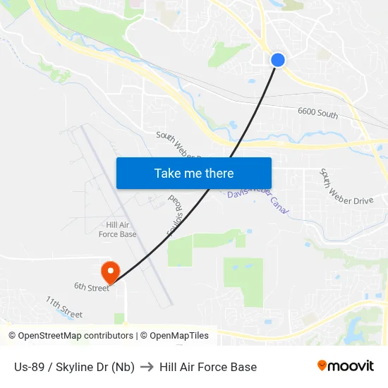 Us-89 / Skyline Dr (Nb) to Hill Air Force Base map