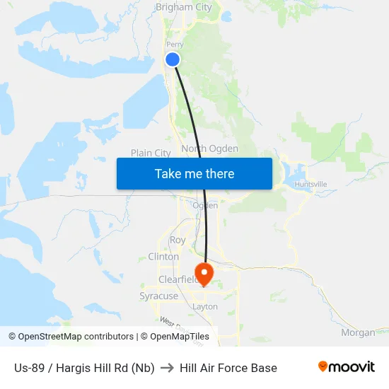 Us-89 / Hargis Hill Rd (Nb) to Hill Air Force Base map