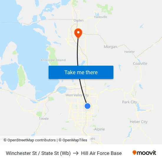 Winchester St / State St (Wb) to Hill Air Force Base map