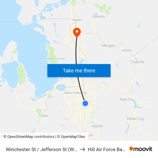 Winchester St / Jefferson St (Wb) to Hill Air Force Base map