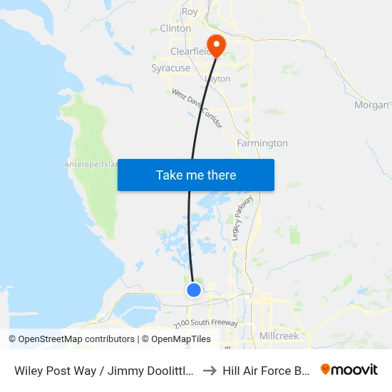 Wiley Post Way / Jimmy Doolittle Rd to Hill Air Force Base map