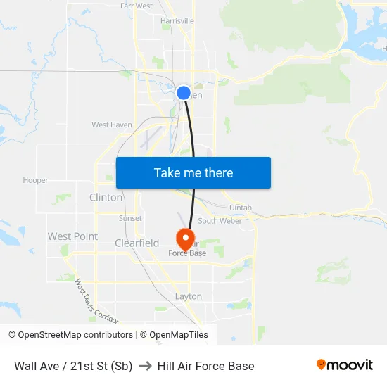 Wall Ave / 21st St (Sb) to Hill Air Force Base map