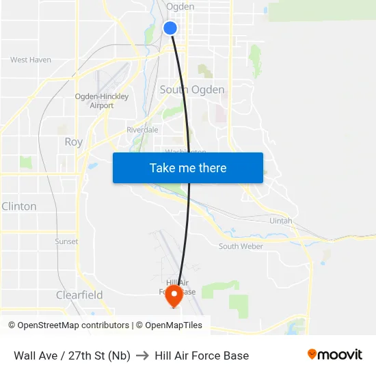 Wall Ave / 27th St (Nb) to Hill Air Force Base map