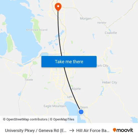 University Pkwy / Geneva Rd (Eb) to Hill Air Force Base map