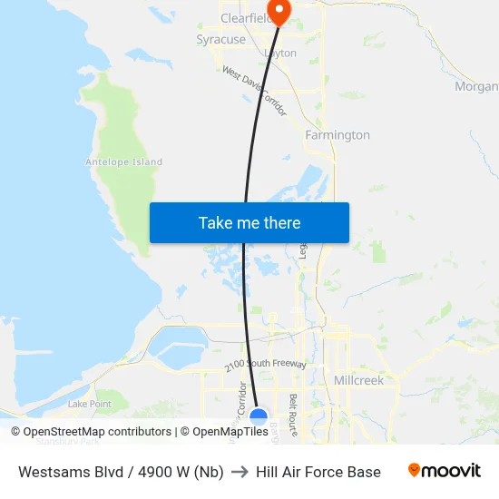 Westsams Blvd / 4900 W (Nb) to Hill Air Force Base map