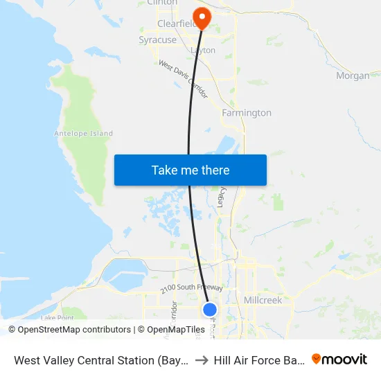 West Valley Central Station (Bay G) to Hill Air Force Base map