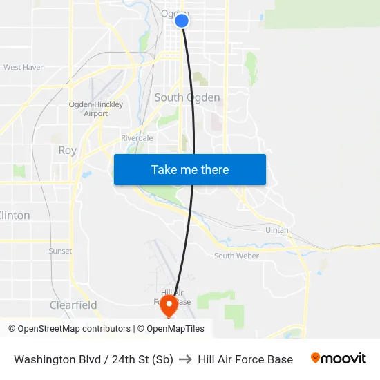 Washington Blvd / 24th St (Sb) to Hill Air Force Base map