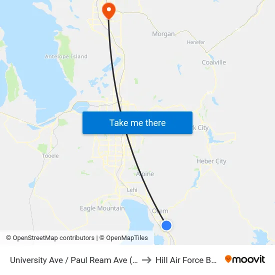 University Ave / Paul Ream Ave (Sb) to Hill Air Force Base map