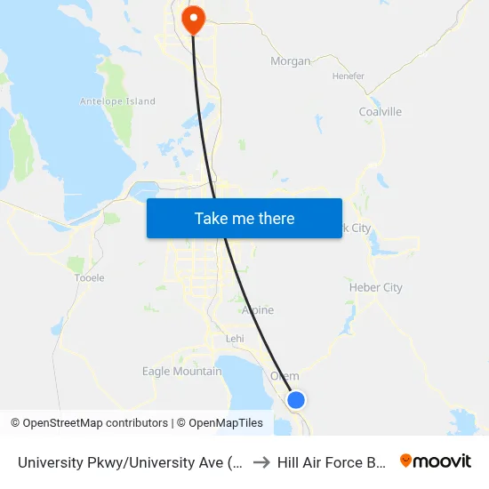 University Pkwy/University Ave (Wb) to Hill Air Force Base map