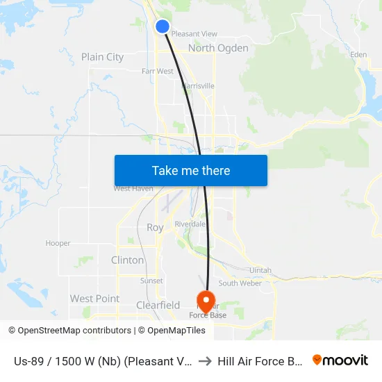 Us-89 / 1500 W (Nb) (Pleasant View) to Hill Air Force Base map