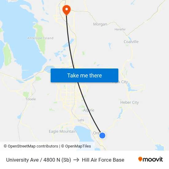University Ave / 4800 N (Sb) to Hill Air Force Base map