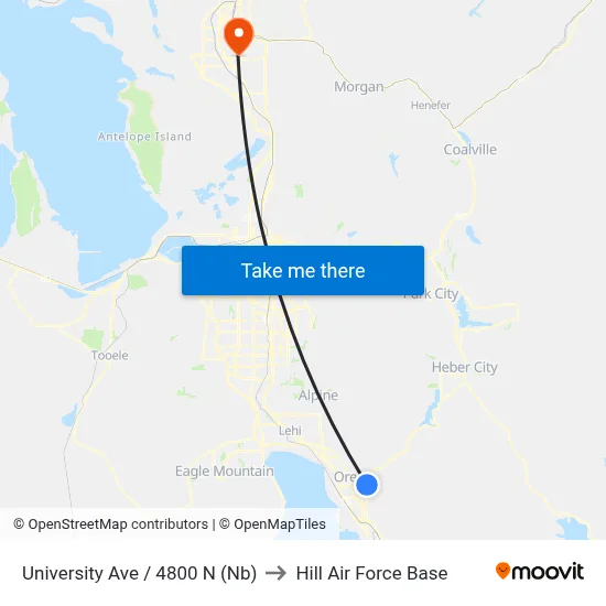 University Ave / 4800 N (Nb) to Hill Air Force Base map