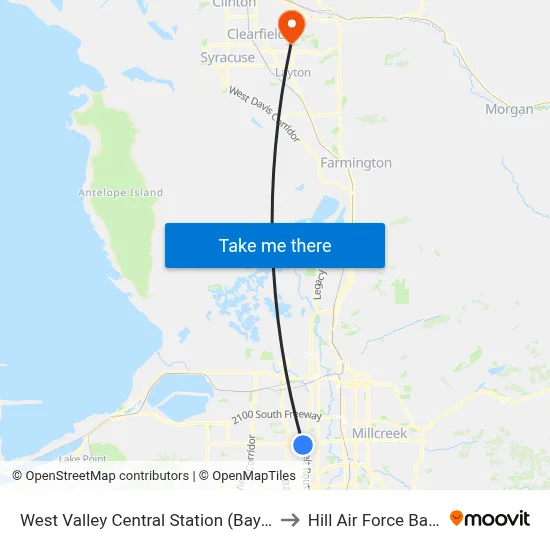 West Valley Central Station (Bay L) to Hill Air Force Base map