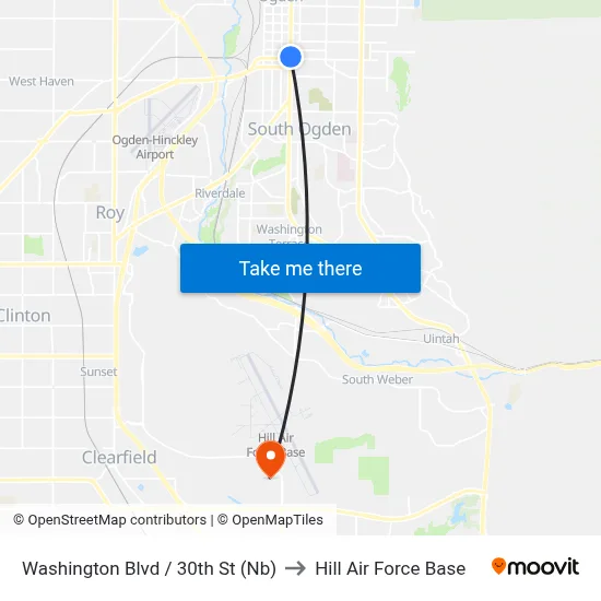 Washington Blvd / 30th St (Nb) to Hill Air Force Base map