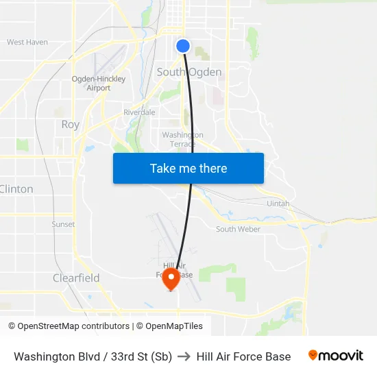 Washington Blvd / 33rd St (Sb) to Hill Air Force Base map